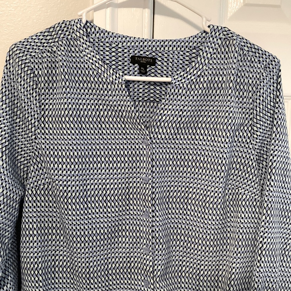 Women’s Talbots blouse Size MP ties at the bottom. Can be dressed up or down